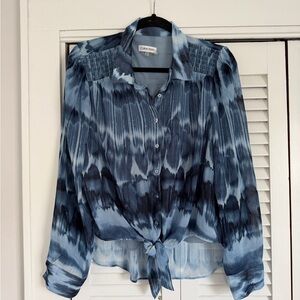 Calvin Klein Navy Tie-Dye Blouse